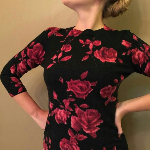 Talbots Sweaters - Talbots Merino Wool Black Red Rose Floral Pull Over Sweater Women's Size 2XP
